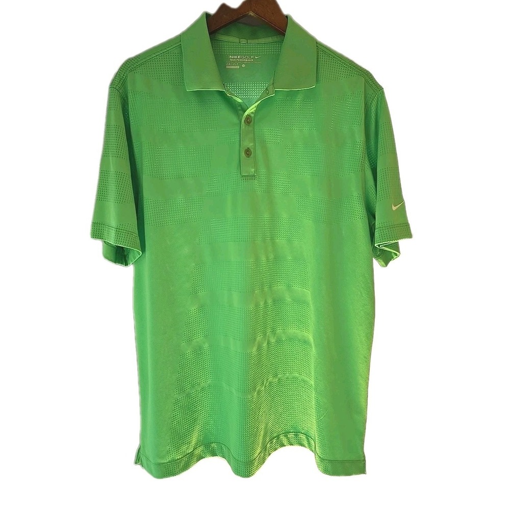 Nike Golf Polo Shirt Men's Large L Lime Green Performance Dri-Fit UPF